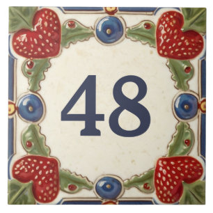 Erdbeere Custom House Number Plate Plaque Sign Fliese