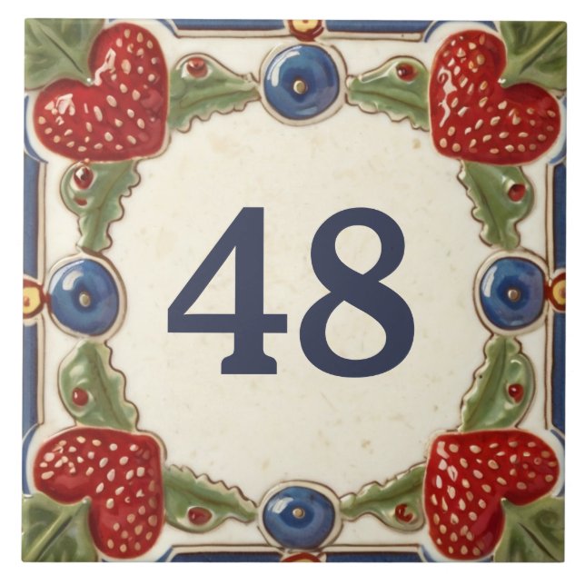 Erdbeere Custom House Number Plate Plaque Sign Fliese (Vorderseite)