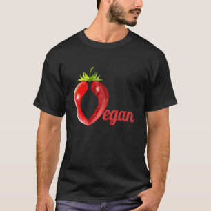 Erdbeere, die den Buchstaben V für Vegane T-Shirt
