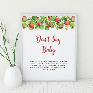 Erdbeere Don't Say Baby Sign Spiel Poster
