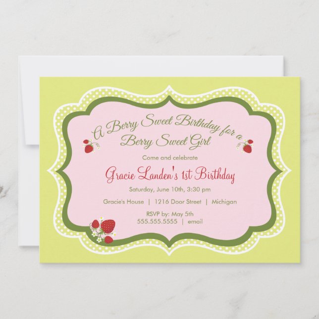 Erdbeere| Einladung zum Geburtstag (Vorderseite)