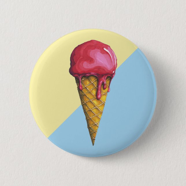 Erdbeere Eis-Creme Button (Vorderseite)