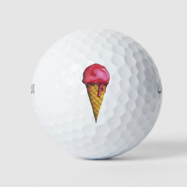 Erdbeere Eis-Creme Golfball (Vorderseite)