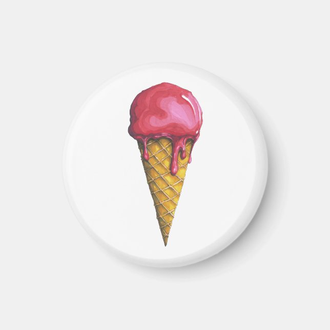 Erdbeere Eis-Creme Magnet (Vorne)