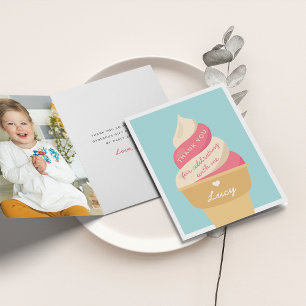 Erdbeere Eis Creme Swirl Kindergeburtstag Dankeskarte