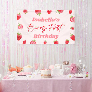 Erdbeere Erste 1. Geburtstagsfeier Banner