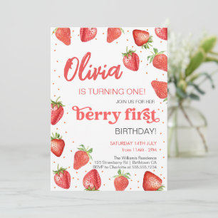 Erdbeere Erste Erdbeere Geburtstag Einladung
