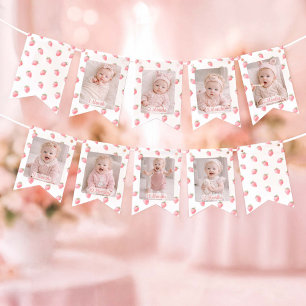 Erdbeere Erste Geburtstags-Fotobanner Berry Sweet Wimpelkette