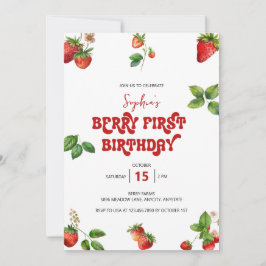 Erdbeere | Erster Geburtstag 1. Geburtstag Einladung