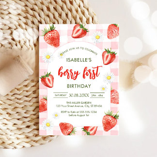 Erdbeere erster Geburtstag 1. Geburtstagseinladung Einladung