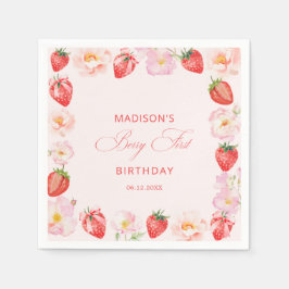 Erdbeere erster Geburtstag Erdbeerschleife Serviette