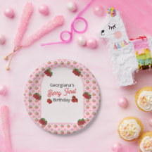 Erdbeere erster Geburtstag Pink Gingham Erdbeere 