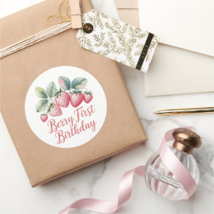 Erdbeere Erster Geburtstag Strawberry One Sweet Be Runder Aufkleber