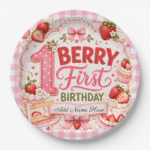 Erdbeere erster Geburtstag Strawberry Shortcake Pappteller