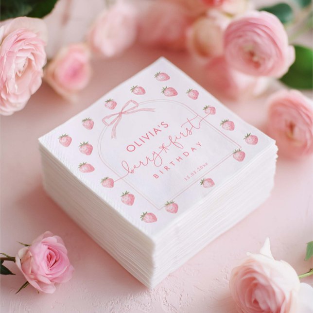 Erdbeere Erstes Mädchen Geburtstag Papier Serviett Serviette (Von Creator hochgeladen)