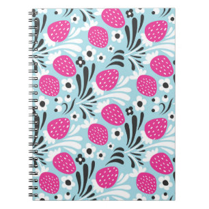 Erdbeere Floral: Nahtlose rosa Beere. Notizblock