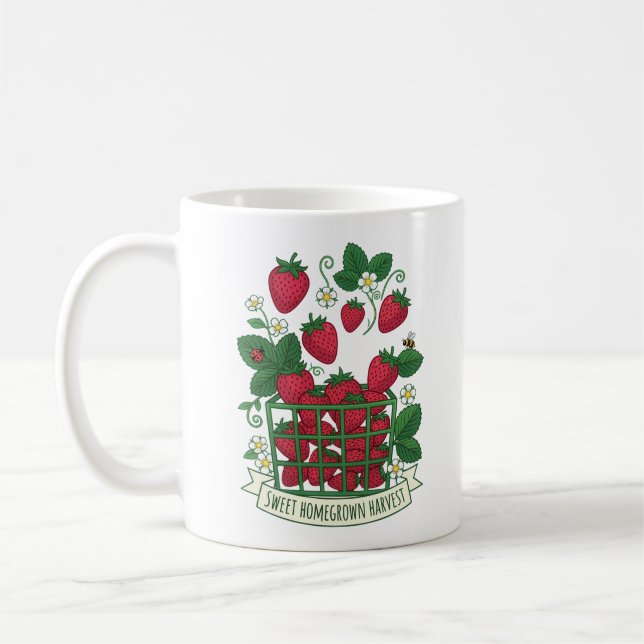 Erdbeere Frucht Essen Beere Süße Korb  Kaffeetasse (Links)