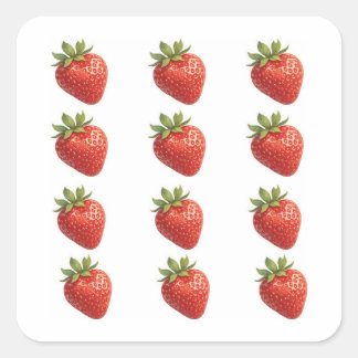Erdbeere Frucht Quadratischer Aufkleber