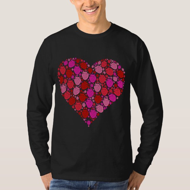 Erdbeere Frucht Rosa Herzform - Valentine T-Shirt (Vorderseite)