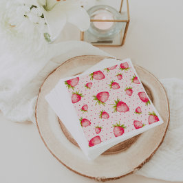 Erdbeere Früchte Rosa grünes Party Serviette