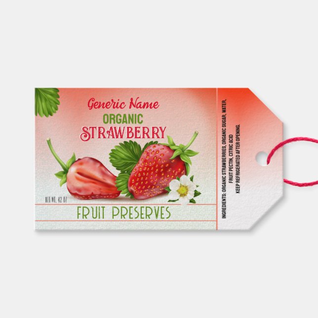 Erdbeere Fruchtkonservierung Geschenkanhänger (Vorderseite (Horizontal))