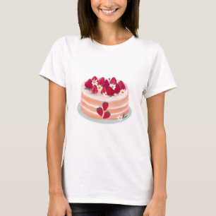 Erdbeere Fruchtkuchen und Daisy-Blume T-Shirt