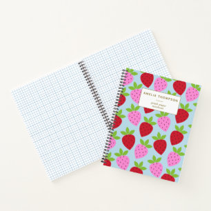 Erdbeere Fruchtmuster Personalisiertes Graph Paper Notizbuch