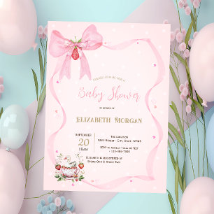 Erdbeere,Gans,Rahmen Punkte Baby Shower Einladung