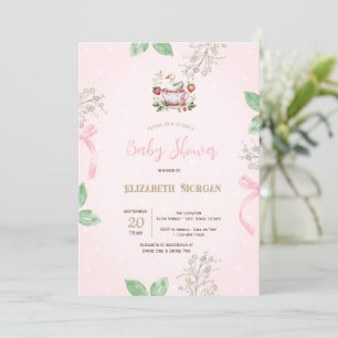 Erdbeere,Gans,Rahmen Punkte Baby Shower Einladung