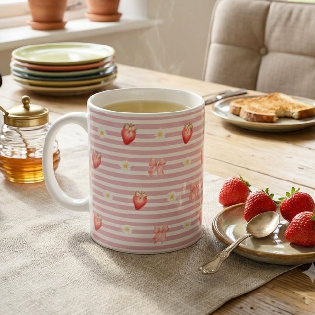 Erdbeere & Gänseblümchen Rosa Tasse | Süße Coquett (Von Creator hochgeladen)