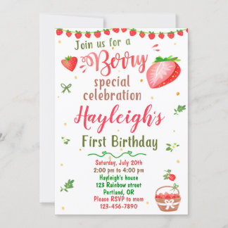 Erdbeere Geburtstagseinladung Berry Swery Party Einladung