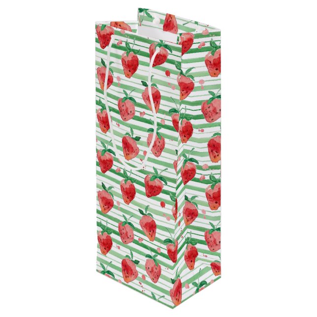 Erdbeere Geschenktüte Für Weinflaschen (Rückseite Schrägansicht)