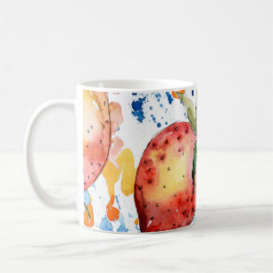 Erdbeere gesunde Nahrung. Wasserfarben Hintergrund Kaffeetasse