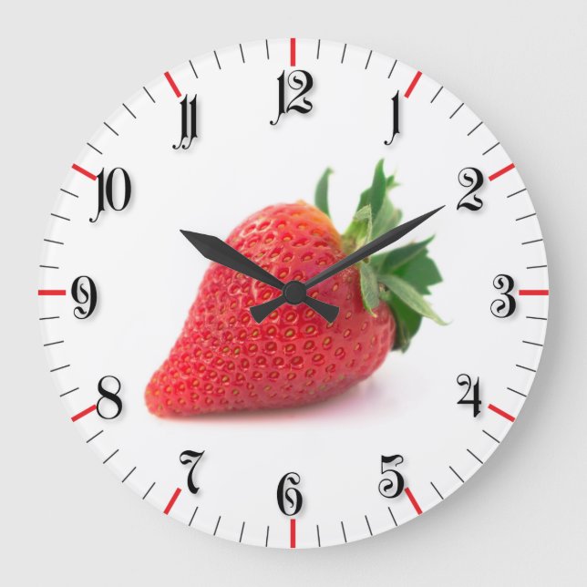 Erdbeere Große Wanduhr (Vorderseite)