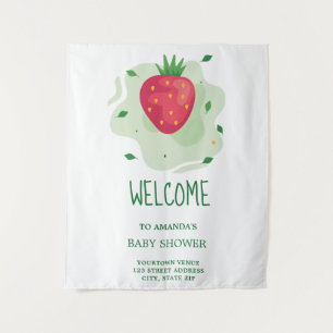 Erdbeere Grün Rot Frucht Babyparty Wandteppich