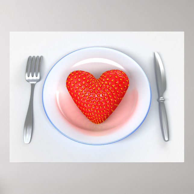 Erdbeere - Herz Poster (Vorne)