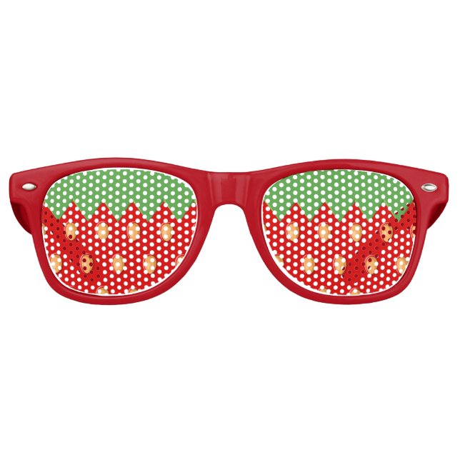 Erdbeere Hintergrund Muster Retro-Sonnenbrille Partybrille (Vorderseite)