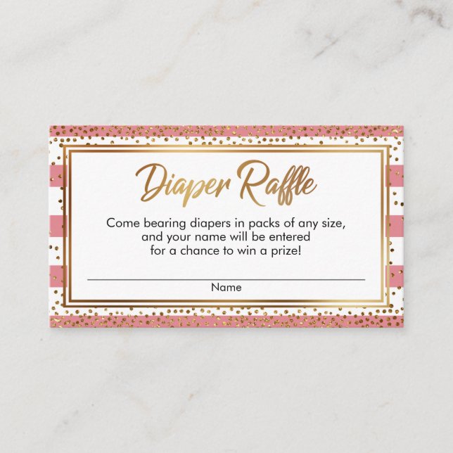 Erdbeere Ice Confetti Windel Raffekarte Begleitkarte (Vorderseite)