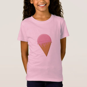 Erdbeere Ice Creme Cone Girls Pink T - Shirt