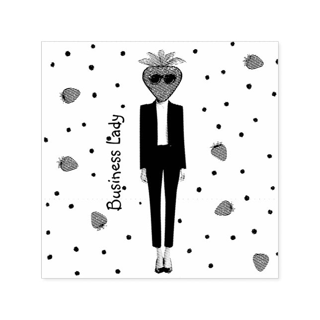 Erdbeere im Anzug- Bürostil Mode Frucht Illustrati Permastempel (Design)