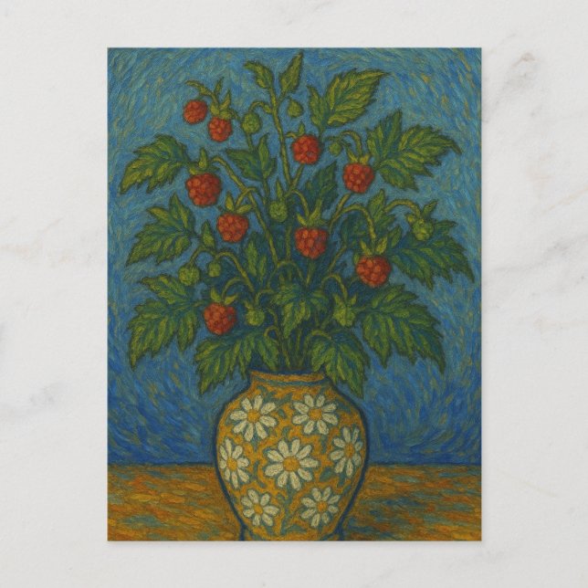 Erdbeere in Vase Postkarte (Vorderseite)