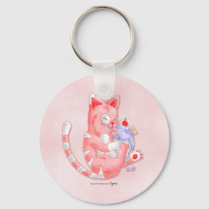 Erdbeere Katze Trinken MalzSchlüsselanhänger Schlüsselanhänger