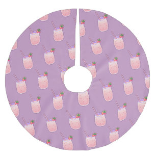 Erdbeere Kawaii Pixel Food Pastel Sweet Lila Polyester Weihnachtsbaumdecke
