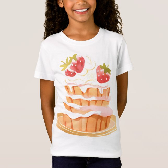 Erdbeere, kurzer Kuchen T-Shirt (Vorderseite)