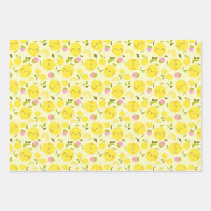 Erdbeere Lemon Gelbwackelpapier Geschenkpapier Set