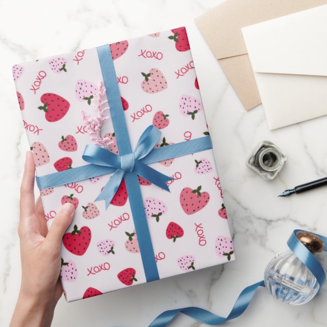 Erdbeere Liebe Geschenkpapier (Schenken)