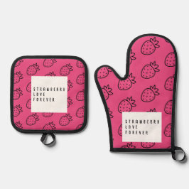 Erdbeere Liebe. Ofenhandschuh & Topflappen-Set