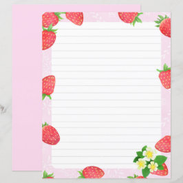 Erdbeere Lined Pink Stationery Paper