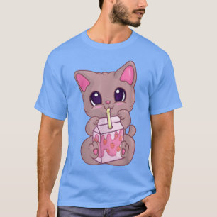 Erdbeere Milkshake Anime Cat for Women Girls, Ka T-Shirt
