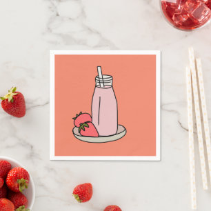 Erdbeere Milkshake Retrosa Serviette